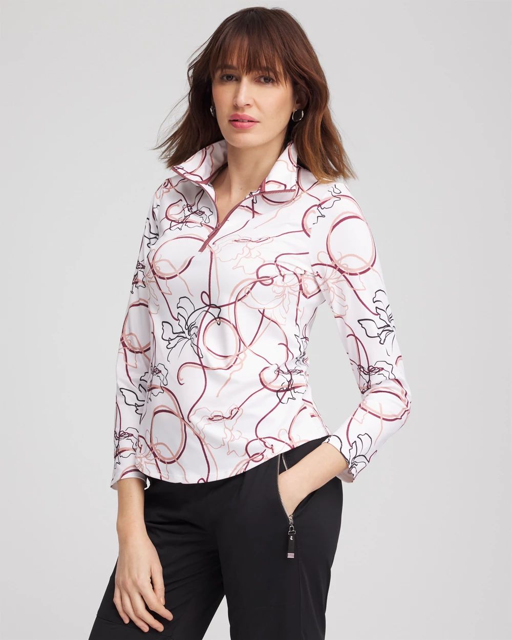 【送料無料/即納】  Zenergy® UPF Chico's | Top Half-Zip Floral トライアルセット・サンプル